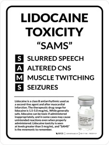 Lidocaine Toxicity "SAMS" Portrait - Wall Sign