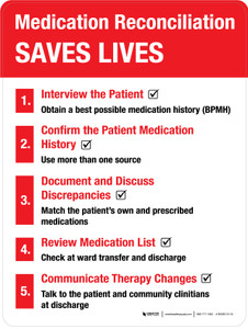 Medication Reconciliation Saves Lives Portrait - Wall Sign