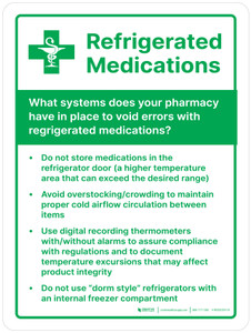 Pharmacy Tips on Refrigerated Medications Portrait - Wall Sign