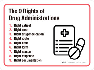 The 9 Rights of Drug Administration Landscape - Wall Sign