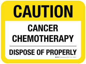 Caution Cancer Chemotherapy Dispose Of Properly Yellow Rectangular - Floor Sign