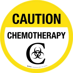 Caution Chemotherapy Yellow Circular - Floor Sign