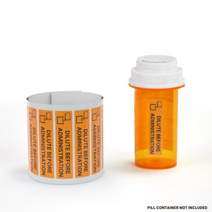Dilute Before Administration (with Icon) - Pharmaceutical Auxiliary Label