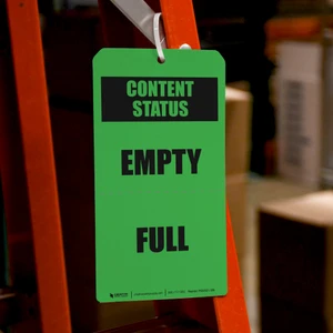 Content Status: Empty/Full Green Tear-Off Tag