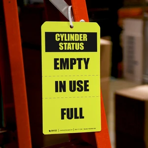 Cylinder Status: Empty/In Use/Full Yellow - Tear-Off Tag