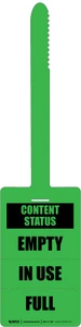 Content Status: Empty/in Use/Full Green - Self-Locking Tear-Off Tag