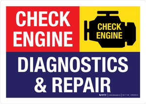 Check Engine Diagnostics & Repair Landscape - Wall Sign