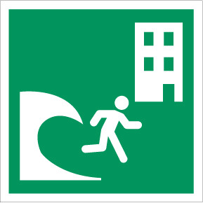 Tsunami Evacuation Building Safe Condition - IMO Glow Label