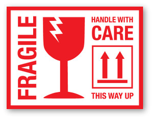 Fragile: Handle With Care This Way Up - Shipping Label