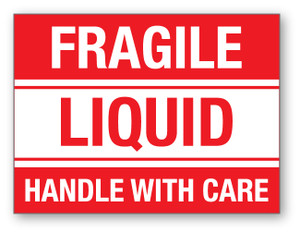 Fragile-Liquid: Handle With Care Red - Shipping Label