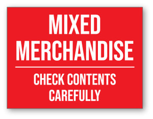 Mixed Merchandise: Check Contents Carefully - Shipping Label