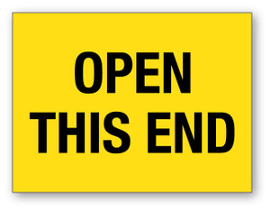 Open This End Yellow - Shipping Label