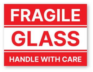 Fragile: Glass Handle With Care - Shipping Label