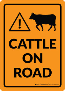 Cattle On Road Portrait - Wall Sign