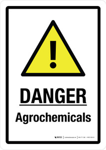 Danger: Agrochemicals with Hazard Icon Portrait - Wall Sign