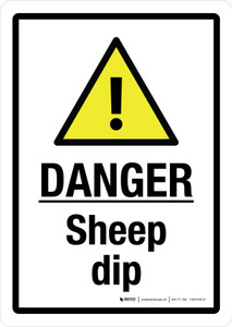 Danger: Sheep dip with Hazard Icon Portrait - Wall Sign