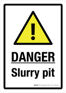 Danger: Slurry Pit with Hazard Icon Portrait - Wall Sign