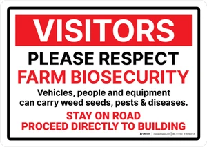 Visitors: Please Respect Farm Biosecurity - Stay On Road Proceed Directly To House Landscape - Wall Sign