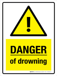 Danger Of Drowning Hazard Triangle Portrait - Wall Sign
