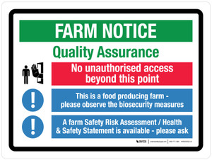 Farm Notice Quality Assurance Landscape - Wall Sign