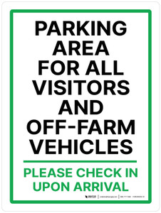 Parking Area For All Visitors And Off-Farm Vehicles Portrait - Wall Sign