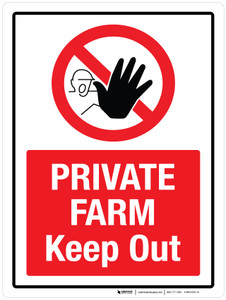 Private Farm - Keep Out with Icon Portrait - Wall Sign