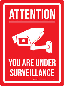 Attention: You Are Under Surveillance Portrait - Wall Sign Attention: You Are Under Surveillance Portrait - Wall Sign