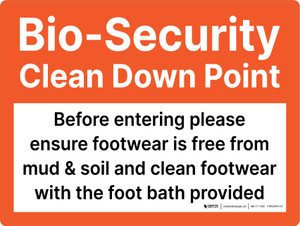 Bio-Security Clean Down Point Landscape - Wall Sign