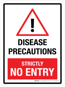 Disease Precautions - Strictly No Entry Portrait - Wall Sign