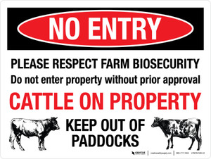 No Entry - Please Respect Farm Biosecurity Landscape - Wall Sign No Entry - Please Respect Farm Biosecurity Landscape - Wall Sign