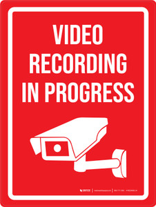 Video Recording In Progress Red with Icon Portrait - Wall Sign