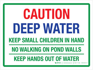 Caution: Deep Water - Keep Hands Out Of Water Landscape - Wall Sign