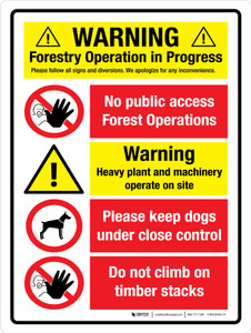 Warning: Forestry Operation in Progress Please Follow all Signs Portrait - Wall Sign