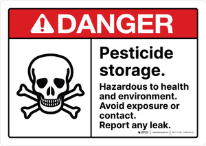 Danger: ANSI Pesticide Storage Hazardous To Health And Environment Landscape - Wall Sign