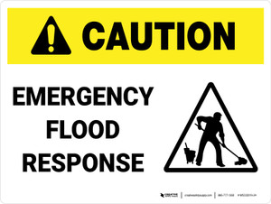 Caution: Emergency Flood Response with Icon Landscape - Wall Sign