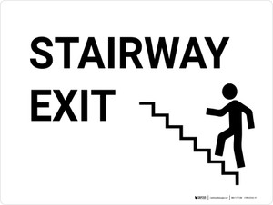 Stairway Exit with Icon Landscape - Wall Sign