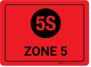 5S Zone 5 Red Rectangular - Floor Sign