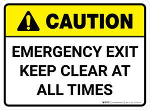 Caution: Emergency Exit Keep Clear at All Times Rectangular - Floor Sign