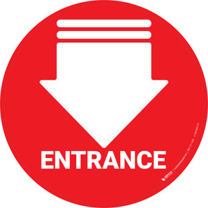 Entrance Arrow Down Red Circular - Floor Sign