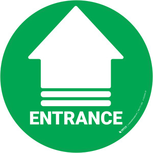 Entrance Arrow Up Green Circular - Floor Sign