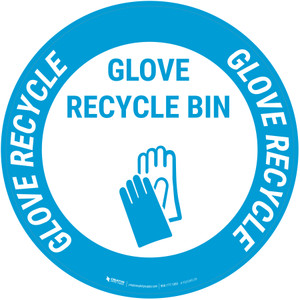 Glove Recycle Bin with Icon Blue Circular - Floor Sign Glove Recycle Bin with Icon Blue Circular - Floor Sign