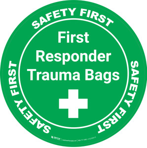 Safety First: First Responder Trauma Bags with Icon Circular - Floor Sign