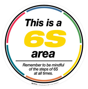 This is a 6S Area Remember to be Mindeful White Circular - Floor Sign