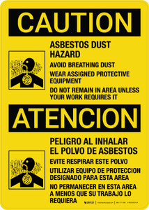 Caution: Asbestos Dust Hazard Avoid Breathing Dust Bilingual Portrait - Wall Sign