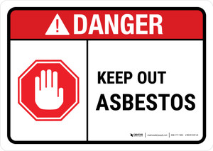 Danger: ANSI Asbestos Keep Out with Icon Landscape - Wall Sign