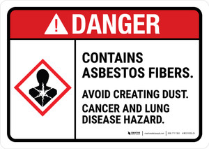 Danger: ANSI Contains Asbestos Fibers Avoid Creating Dust Cancer And Lung Disease Hazard Landscape - Wall Sign
