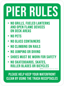 Pier Rules Portrait - Wall Sign
