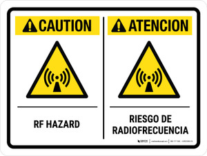 Caution: RF Hazard Bilingual Landscape - Wall Sign