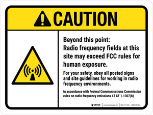Caution: ANSI Beyond This Point Radio Frequency Fields At This Site May Exceed FCC Rules For Human Exposure Landscape - Wall Sign