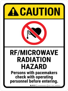 Caution: ANSI RF Microwave Radiation Hazard Portrait - Wall Sign